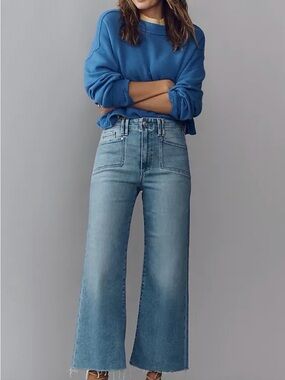 PAIGE Light Blue High-Rise Wide Leg Jeans